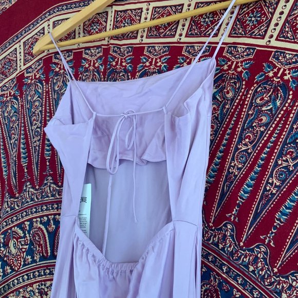 NWT Djerf Avenue Dream Dress Maxi Iris Purple Silk-Like Size Medium - Picture 10 of 16